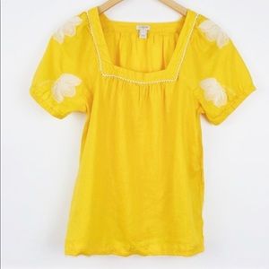 J. Crew Factory linen embroidered peasant blouse